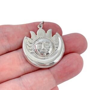 Vintage Sterling Silver 925 Sun Moon Pendant